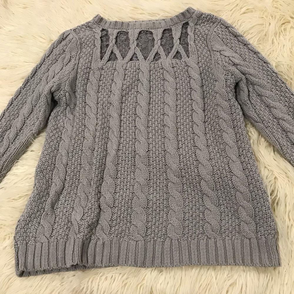 Lace Cut-out Sweater Gray